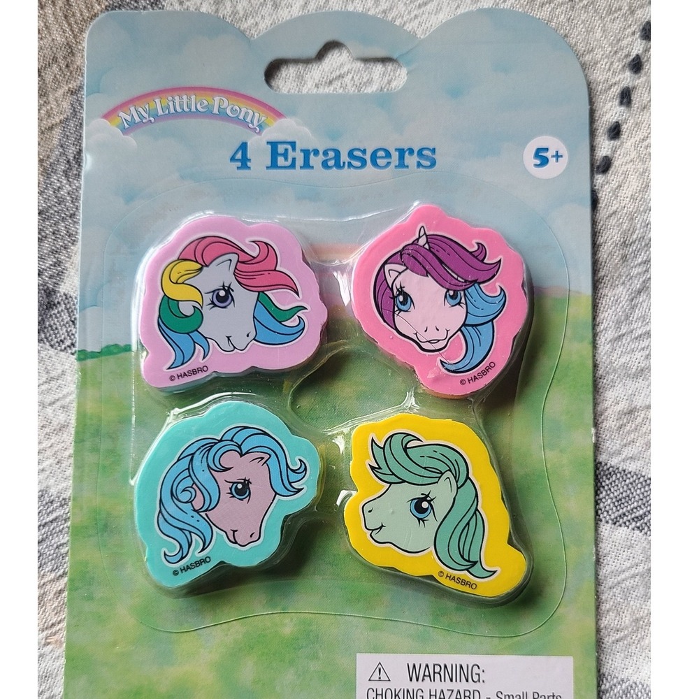My Little Pony 4 Erasers Set Hasbro Colorful Stationery Party Favors New NIP
